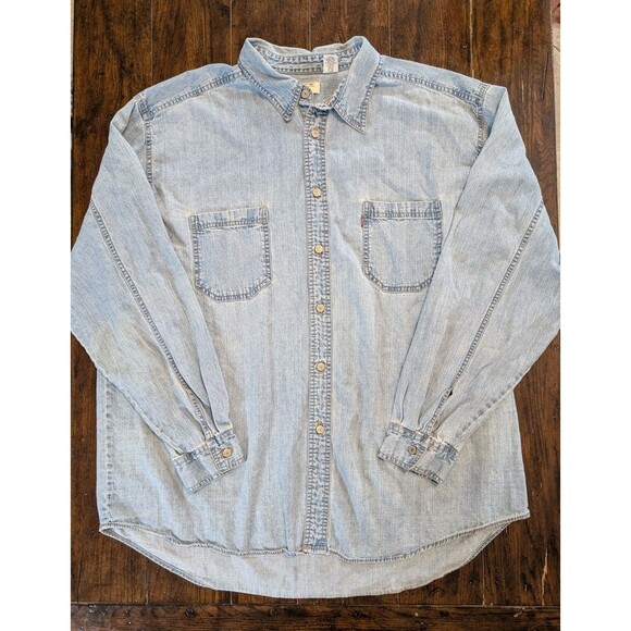 LEVIS Shirt Mens XLarge Red Tab Denim Button Collared Trucker Rodeo Western Y2K - Picture 1 of 10